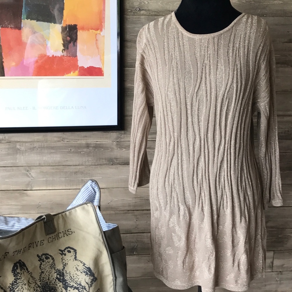 Travelers/Chico’s Gold Jacquard Sweater